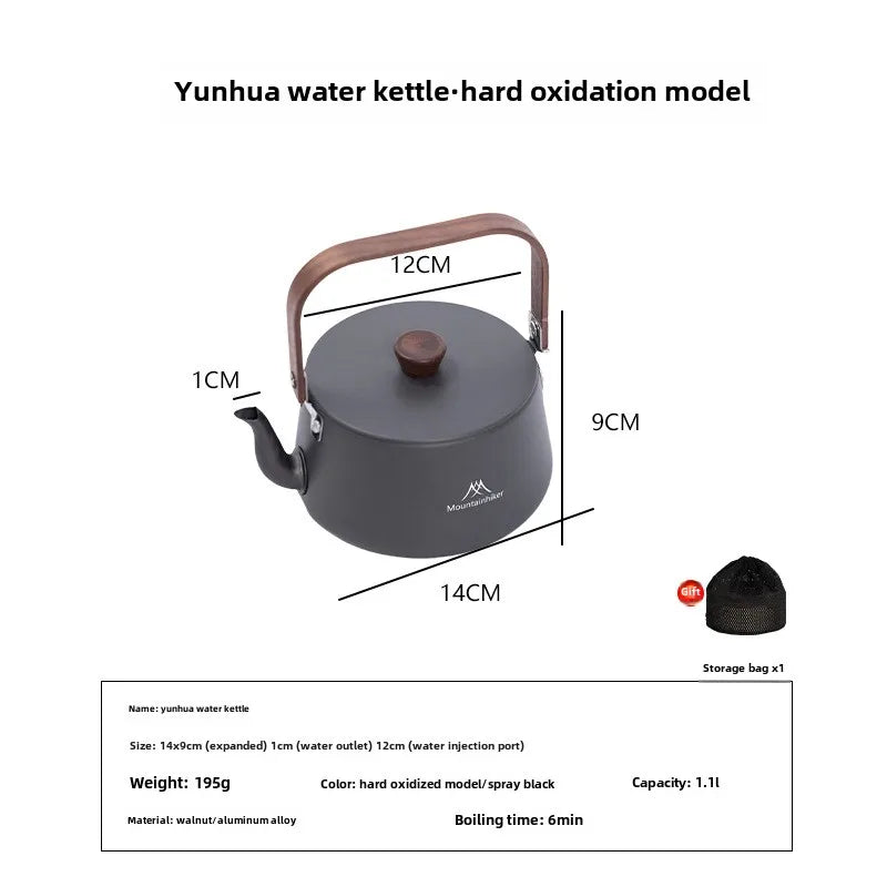 MOUNTAINHIKER Upgrade Camping Style Outdoor Travel Kettle Lightweight Portable Picnic Aluminum Alloy 1.1L Teapot Coffee Pot