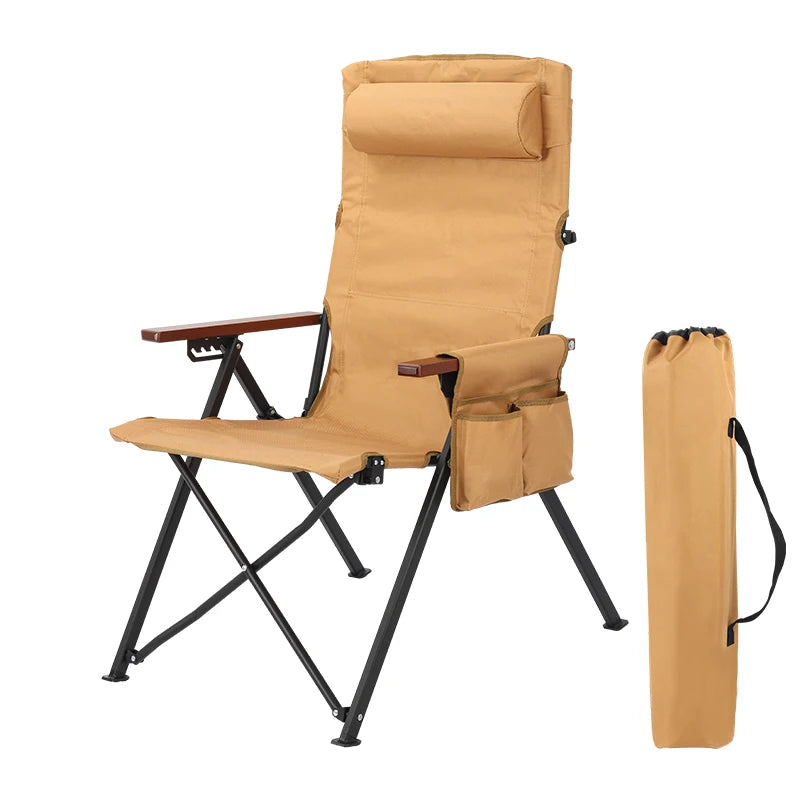 5-Position Reclining Camp Chair with Pillow & Armrests