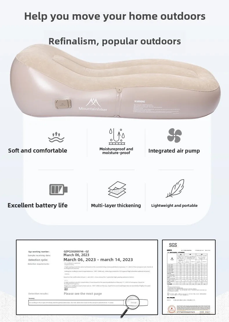 Self-Inflating Air Sofa Bed — Camping Mattress 180×75×58 cm