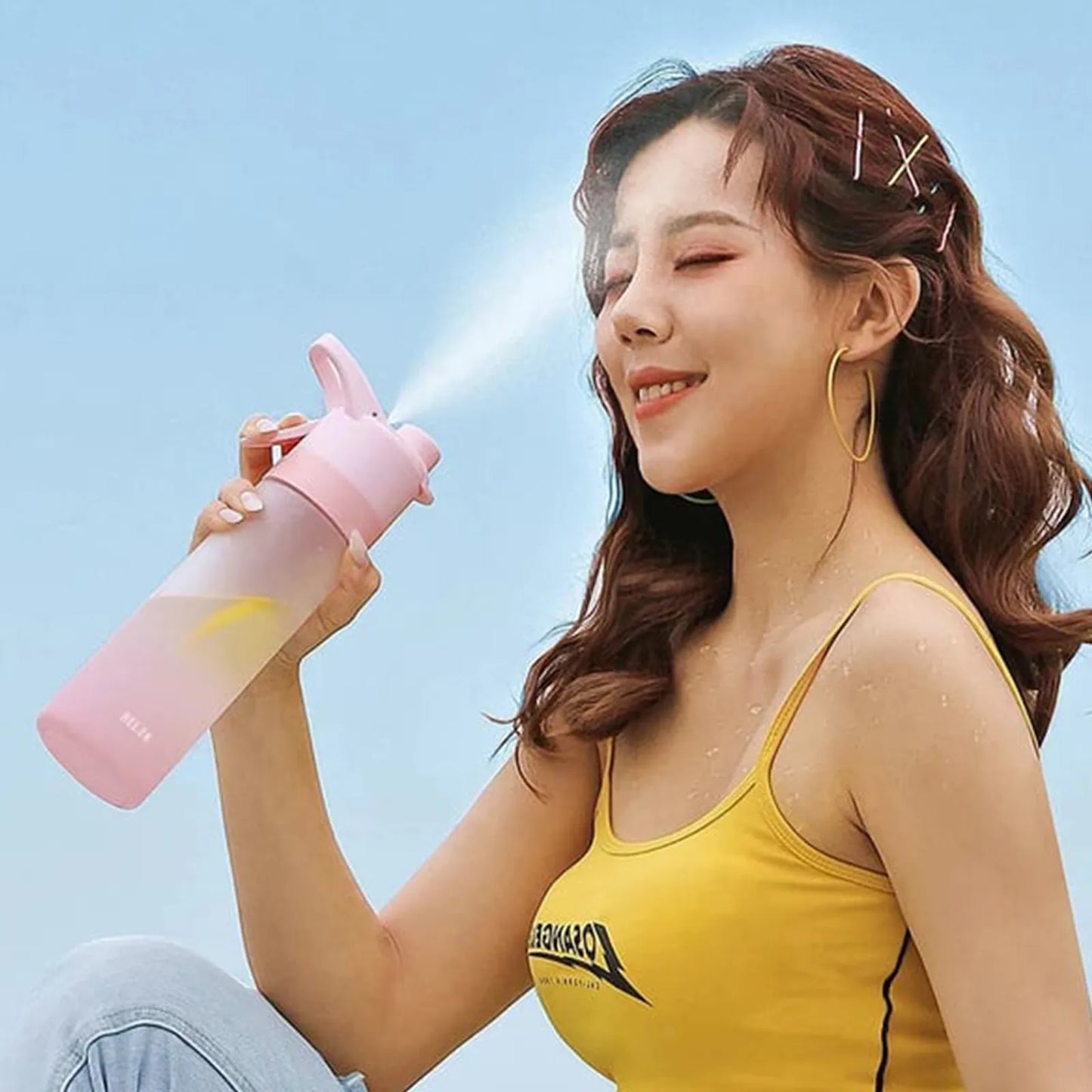 Gradient Spray-Mist Sports Water Bottle