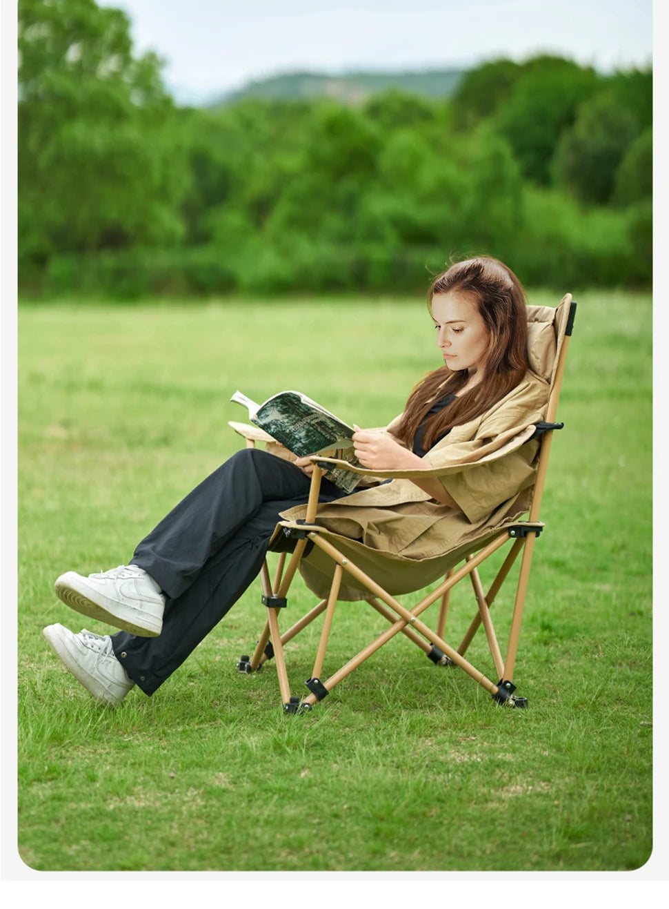 WESTTUNE 2-in-1 Reclining Camp Chair with Footrest