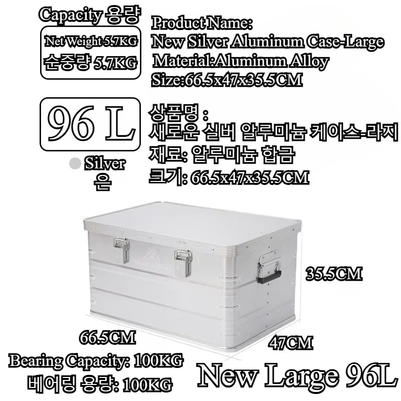 MOUNTAINHIKER 20L 30L 48L 50L 80L Outdoor Storage Box Camping Picnic Travel Aluminum Alloy Large Capacity Box Silver Storage Bag