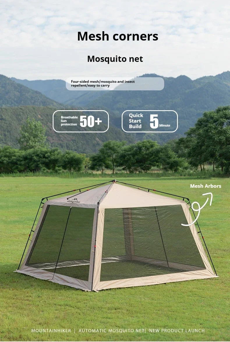 Pop-Up Mosquito Net Awning Tent — Waterproof Beach Shelter