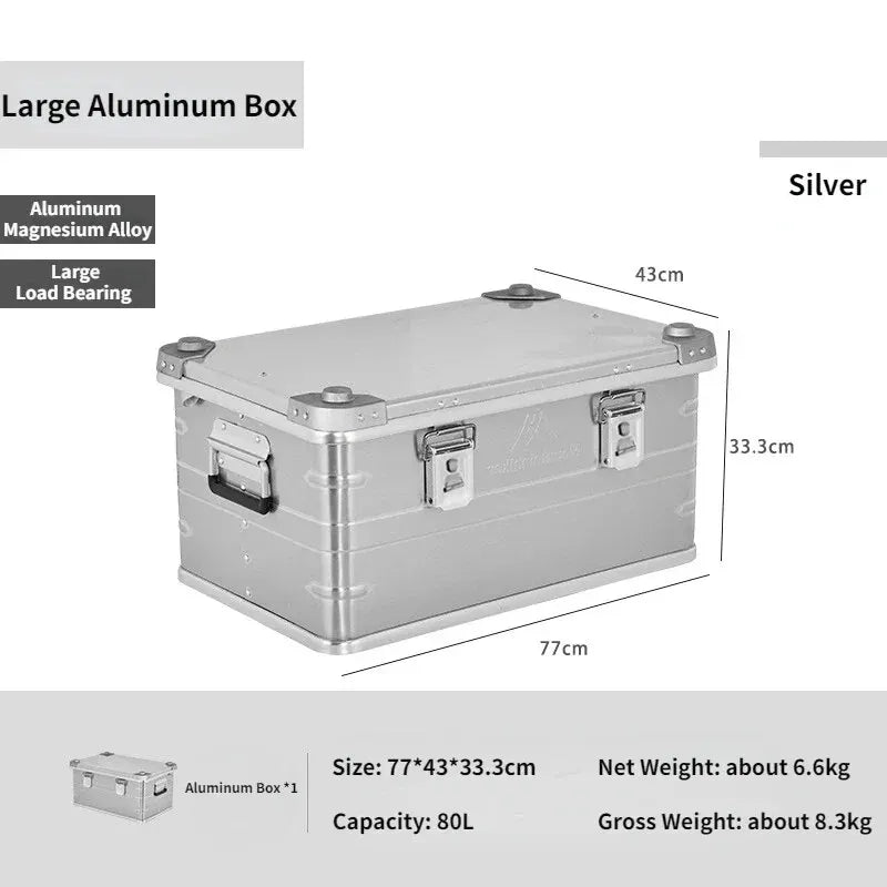 MOUNTAINHIKER 20L 30L 48L 50L 80L Outdoor Storage Box Camping Picnic Travel Aluminum Alloy Large Capacity Box Silver Storage Bag