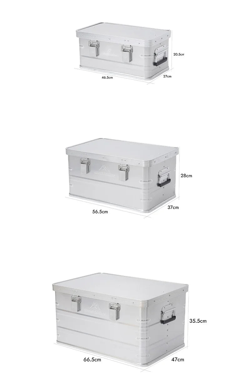 MOUNTAINHIKER 20L 30L 48L 50L 80L Outdoor Storage Box Camping Picnic Travel Aluminum Alloy Large Capacity Box Silver Storage Bag