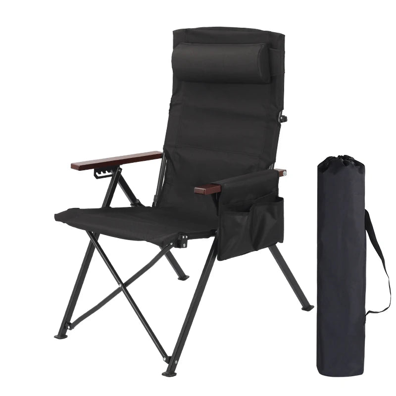 5-Position Reclining Camp Chair with Pillow & Armrests