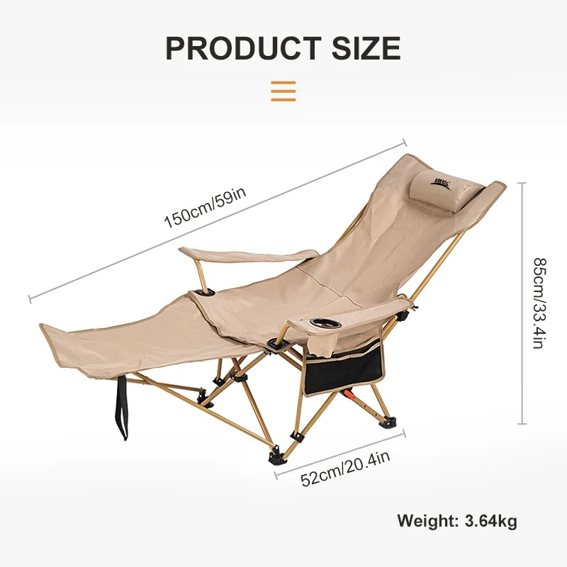 WESTTUNE 2-in-1 Reclining Camp Chair with Footrest