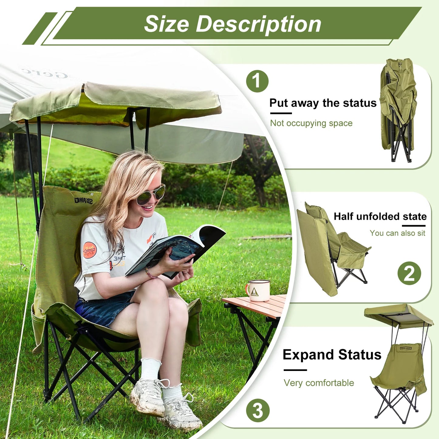 Oversized Camp Chair with Shade Canopy — Beach & Family Chair