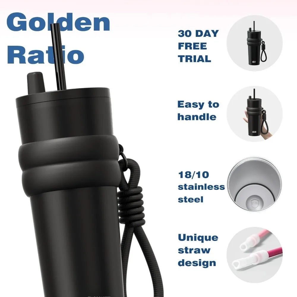 700ml Insulated Travel Thermos with Straw — Leak-Proof