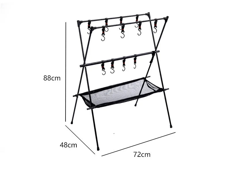 MOUNTAINHIKER Upgrade Aluminum Alloy Triangle Storage Hanger Folding Camping Hanging Rack Shelf BBQ Picnic Cookware Pot Pan