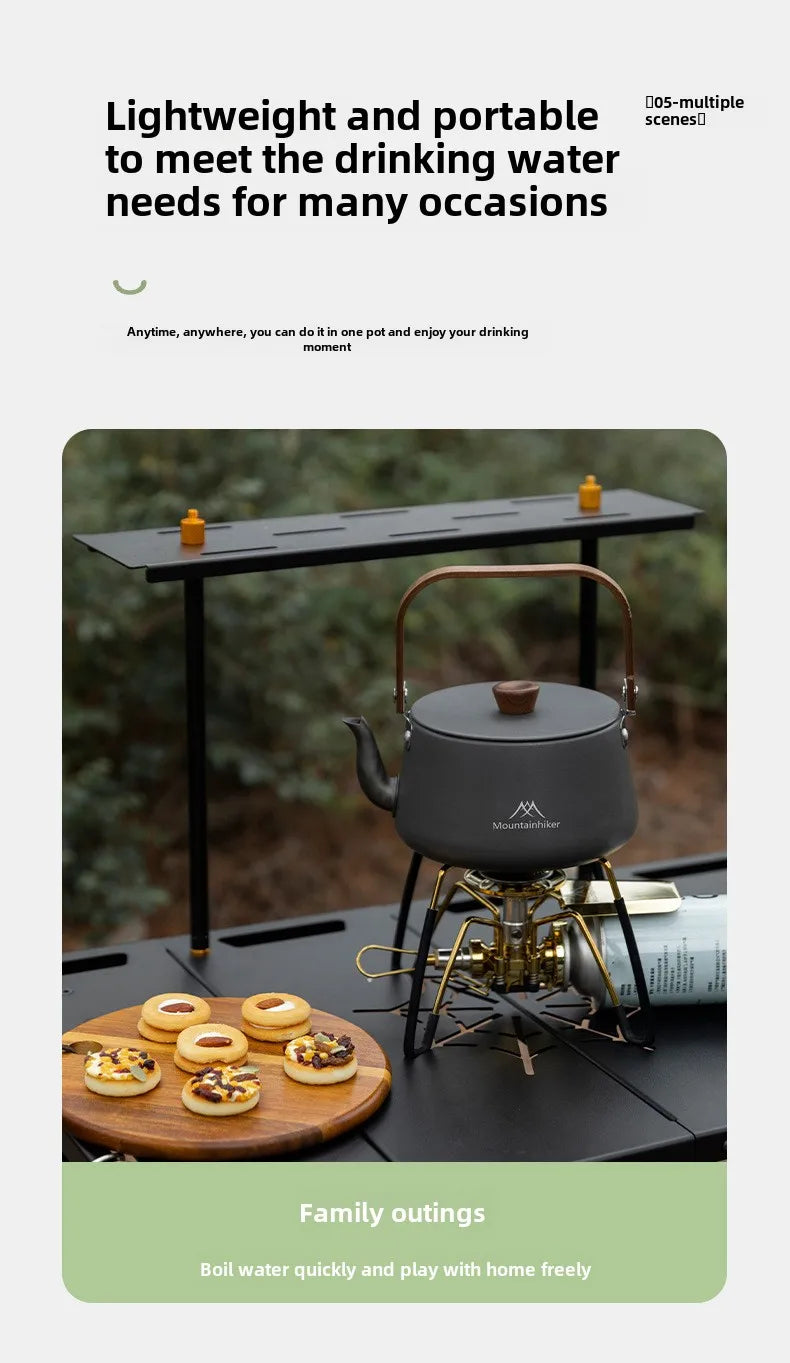 MOUNTAINHIKER Upgrade Camping Style Outdoor Travel Kettle Lightweight Portable Picnic Aluminum Alloy 1.1L Teapot Coffee Pot