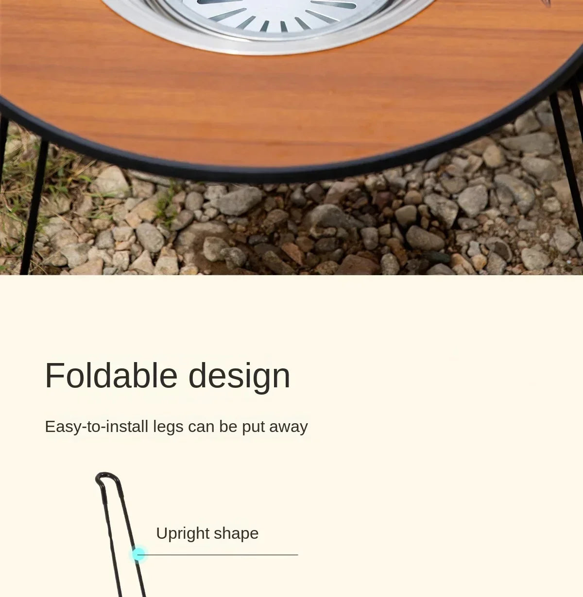 Portable Outdoor Barbecue Folding Round Table Camping Charcoal Barbecue Table Courtyard Stove Tea Making Heating Stove Set