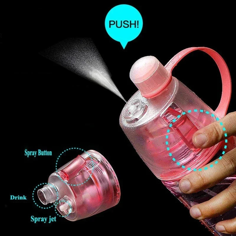 600ml Atomizing Spray Sports Water Bottle