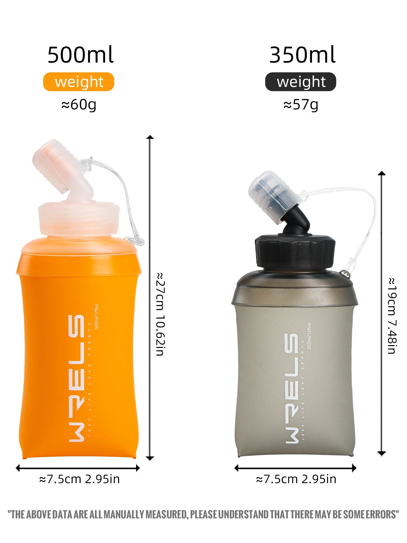 WRELS Foldable Soft Flask 350ml / 500ml — BPA-Free Running Bottle