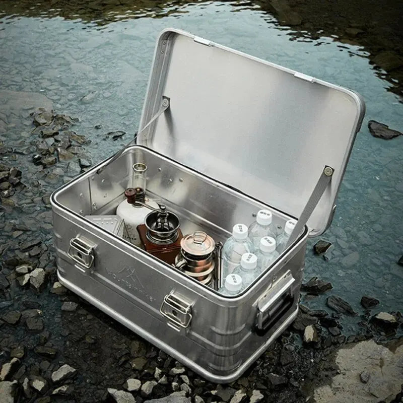 MOUNTAINHIKER 20L 30L 48L 50L 80L Outdoor Storage Box Camping Picnic Travel Aluminum Alloy Large Capacity Box Silver Storage Bag