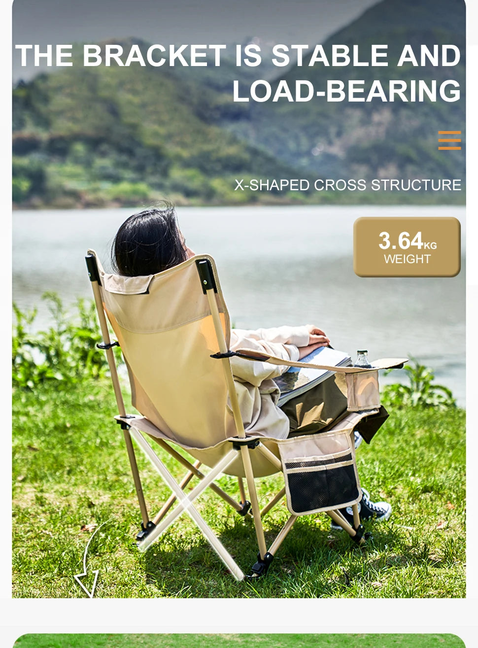 WESTTUNE 2-in-1 Reclining Camp Chair with Footrest