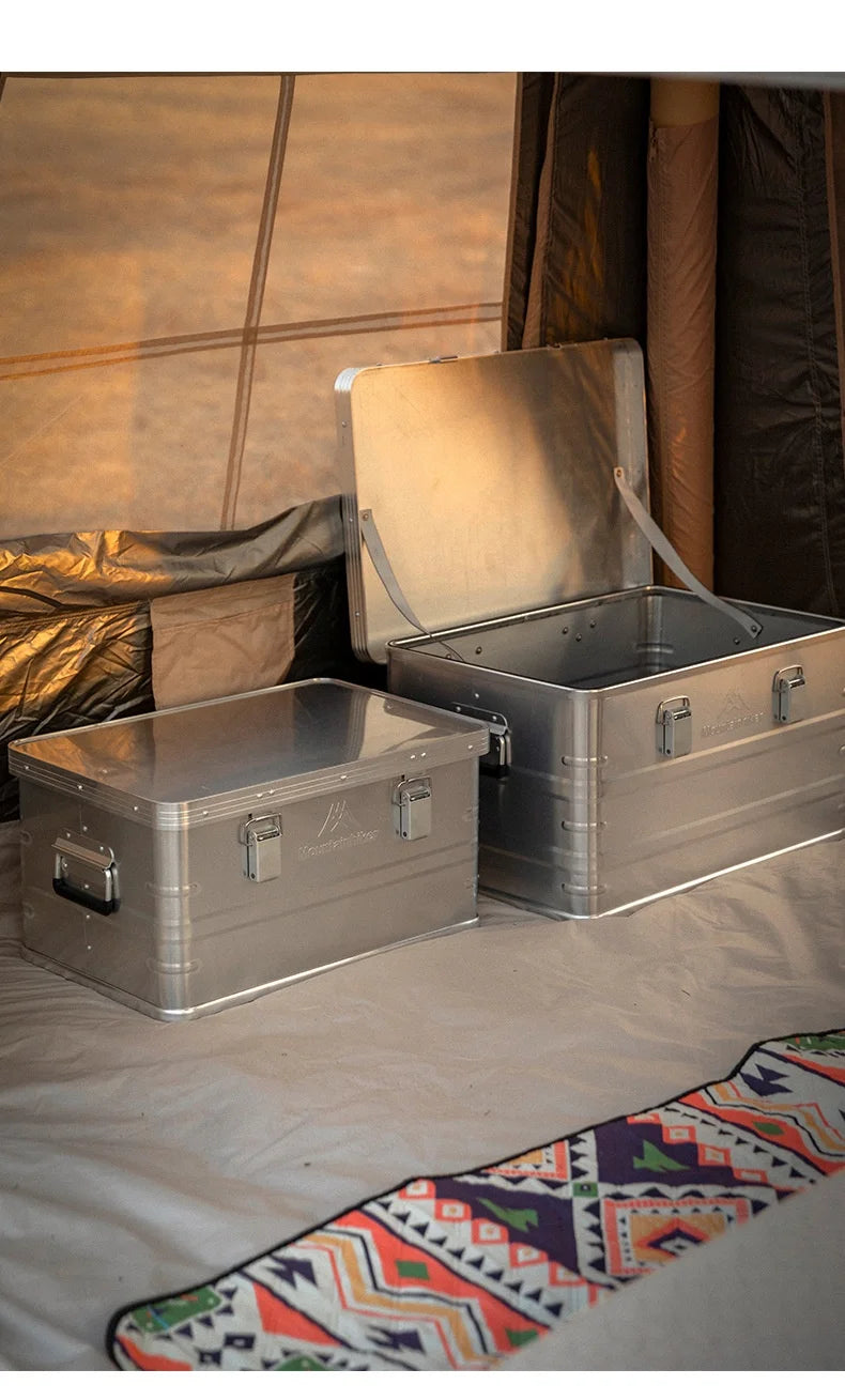 MOUNTAINHIKER 20L 30L 48L 50L 80L Outdoor Storage Box Camping Picnic Travel Aluminum Alloy Large Capacity Box Silver Storage Bag