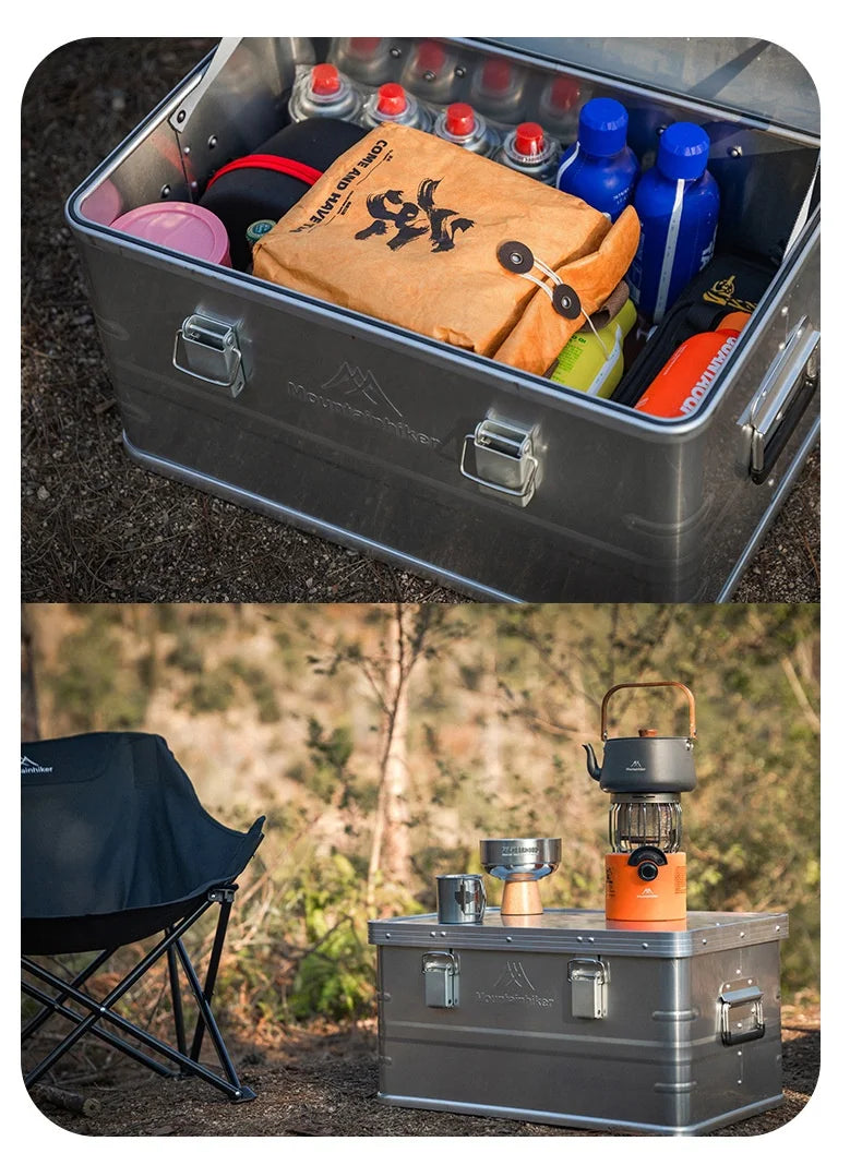MOUNTAINHIKER 20L 30L 48L 50L 80L Outdoor Storage Box Camping Picnic Travel Aluminum Alloy Large Capacity Box Silver Storage Bag