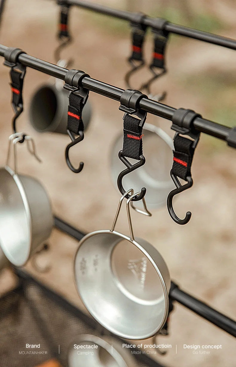 MOUNTAINHIKER Upgrade Aluminum Alloy Triangle Storage Hanger Folding Camping Hanging Rack Shelf BBQ Picnic Cookware Pot Pan