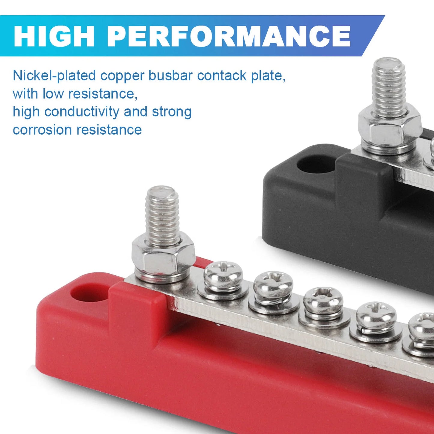 M6 12V Bus Bar 1/4 inch Power Distribution Block 150A Electrical Terminal Block Buss Bar for Truck Boat Car Camper RV