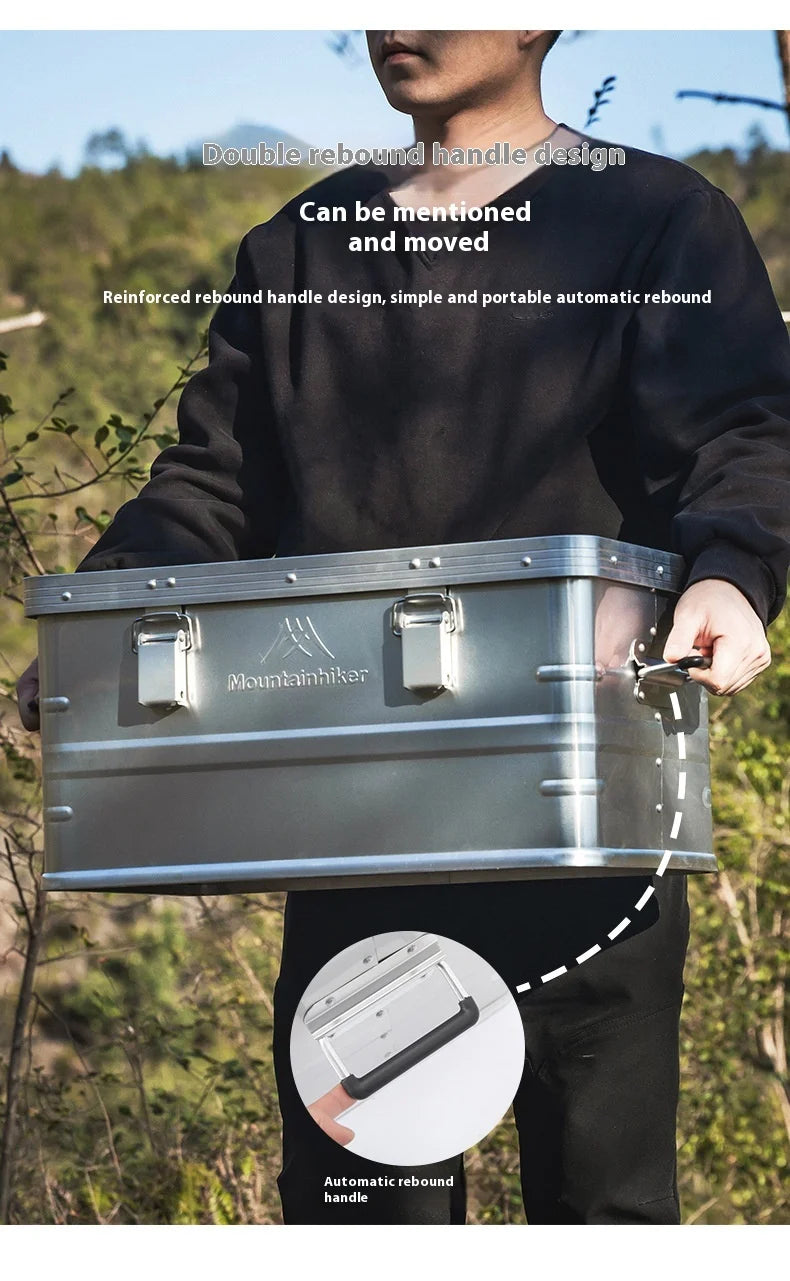 MOUNTAINHIKER 20L 30L 48L 50L 80L Outdoor Storage Box Camping Picnic Travel Aluminum Alloy Large Capacity Box Silver Storage Bag