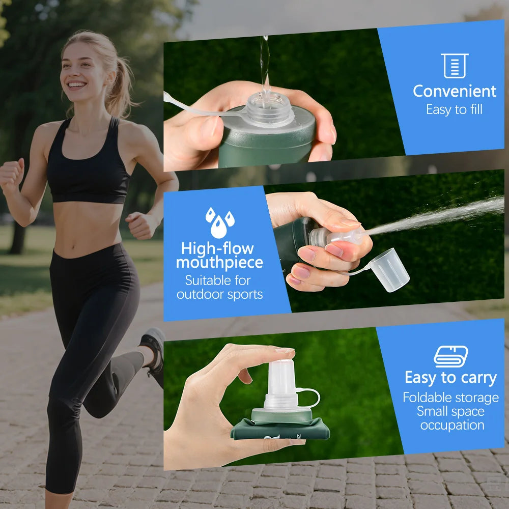 NEWBOLER 150/250/300/500ml Water Bottle TPU Folding Soft Flask Outdoor Sport Running Camping Hiking Travel Portable Water Bottle