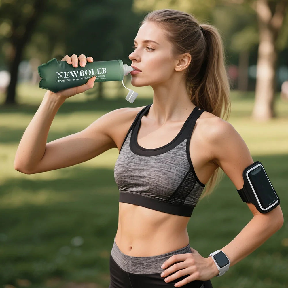 NEWBOLER 150/250/300/500ml Water Bottle TPU Folding Soft Flask Outdoor Sport Running Camping Hiking Travel Portable Water Bottle