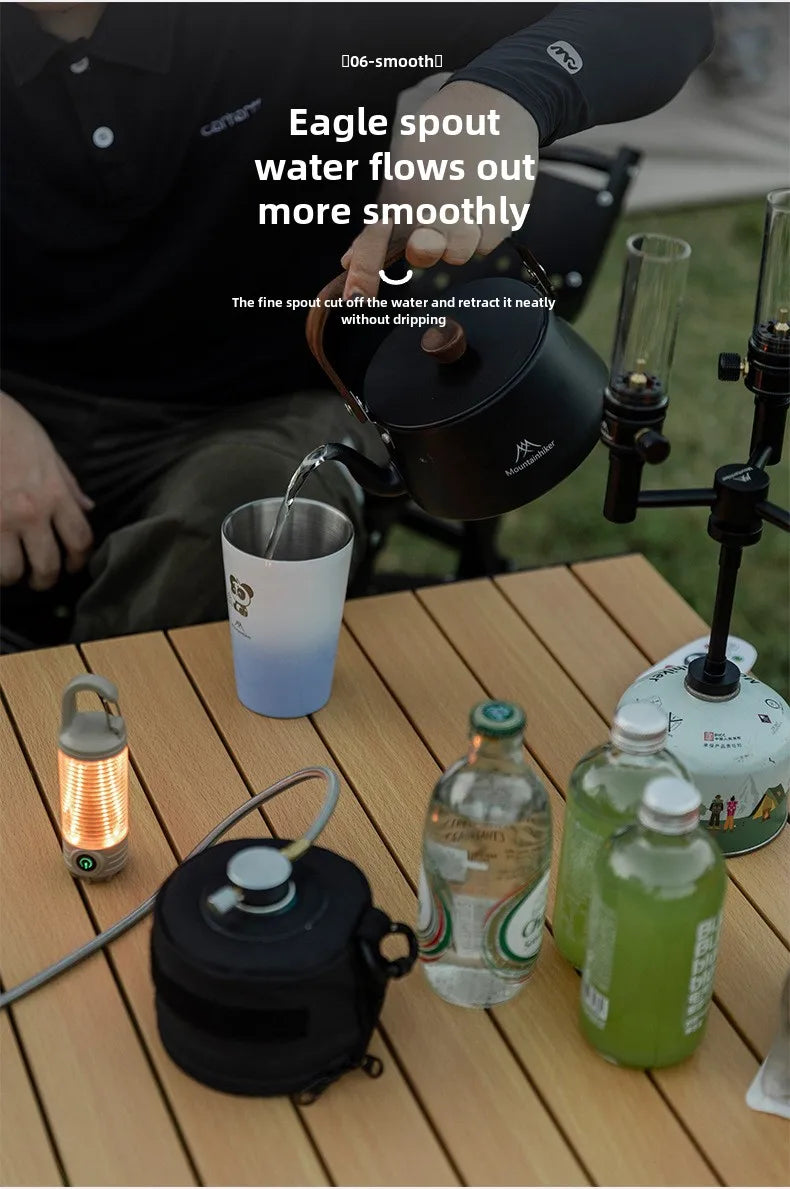 MOUNTAINHIKER Upgrade Camping Style Outdoor Travel Kettle Lightweight Portable Picnic Aluminum Alloy 1.1L Teapot Coffee Pot