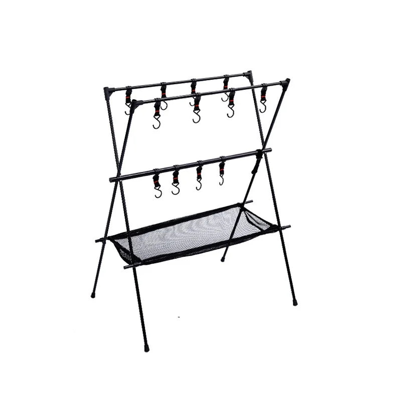 MOUNTAINHIKER Upgrade Aluminum Alloy Triangle Storage Hanger Folding Camping Hanging Rack Shelf BBQ Picnic Cookware Pot Pan