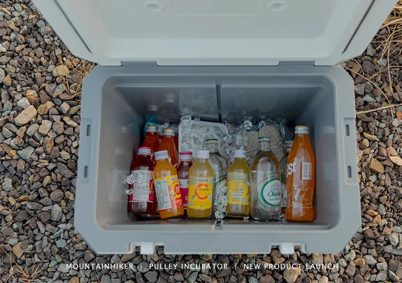 MOUNTAINHIKER 36L Outdoor Refrigerator with Trolley Wheels Incubator Portable Warm Box BBQ Car Pulley Warm Box Refrigerator Box