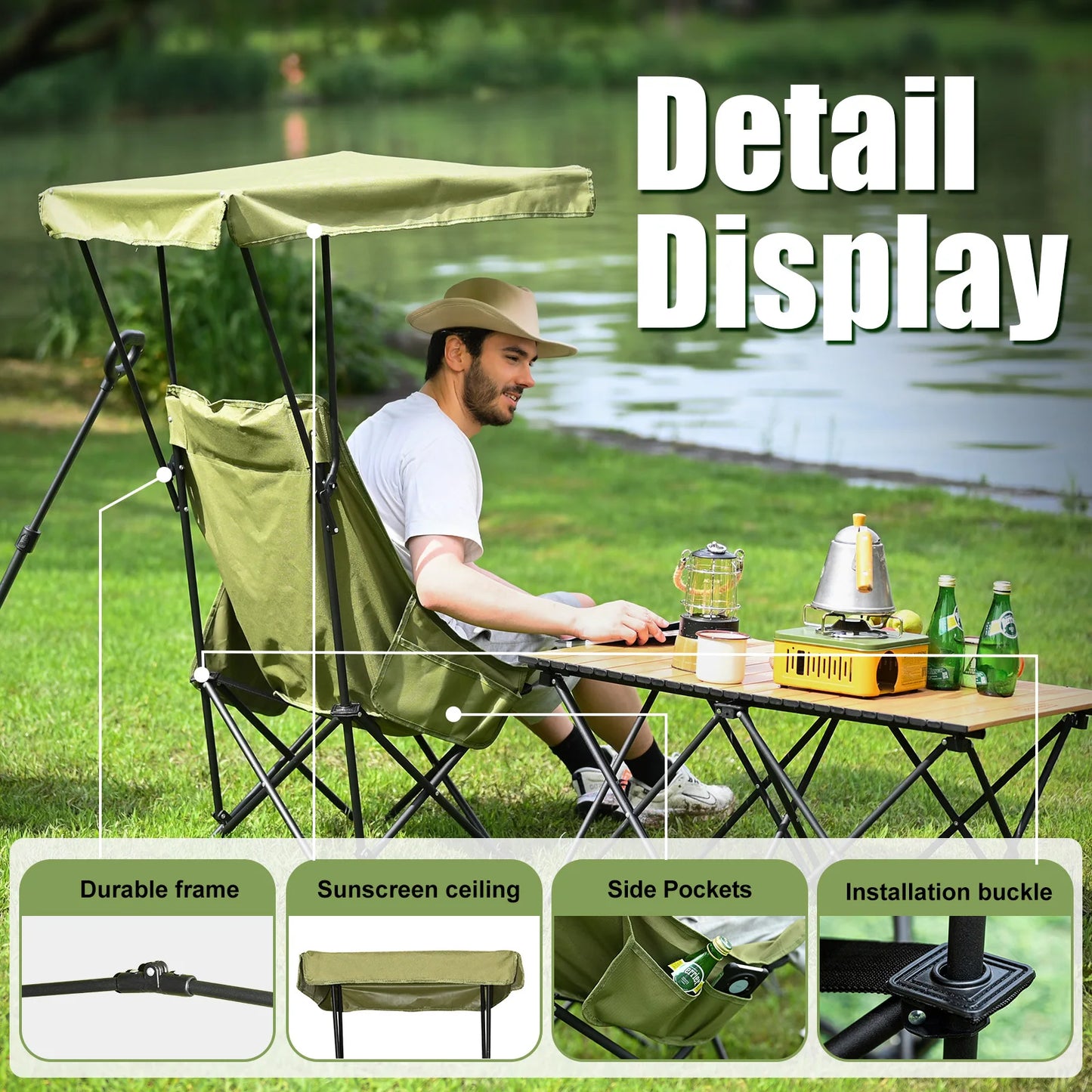 Oversized Camp Chair with Shade Canopy — Beach & Family Chair