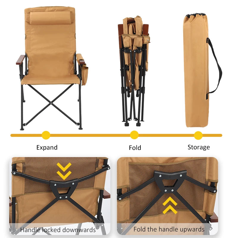 5-Position Reclining Camp Chair with Pillow & Armrests