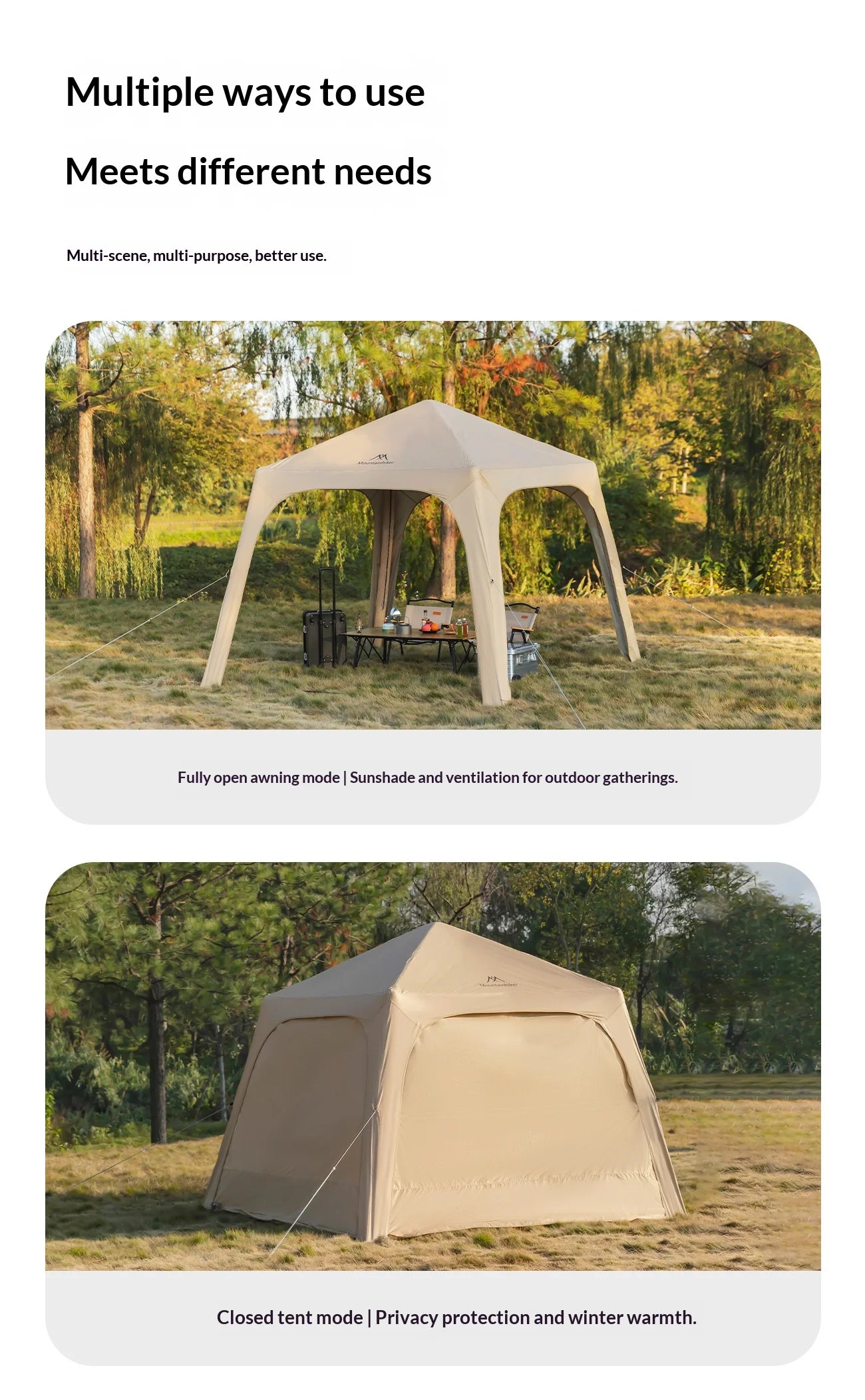 MOUNTAINHIKER Inflatable Camping Tent Easy To Set Up Suitable for All Seasons Accommodates 4-6 People Outdoor Dome Tent 2000+