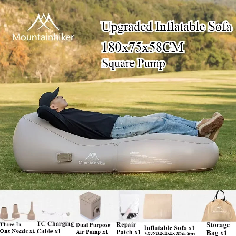 Self-Inflating Air Sofa Bed — Camping Mattress 180×75×58 cm