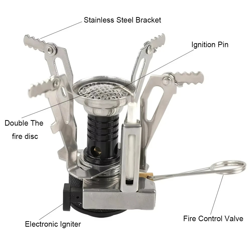 Piezo Ignition Backpacking Stove — Wind-Resistant Burner