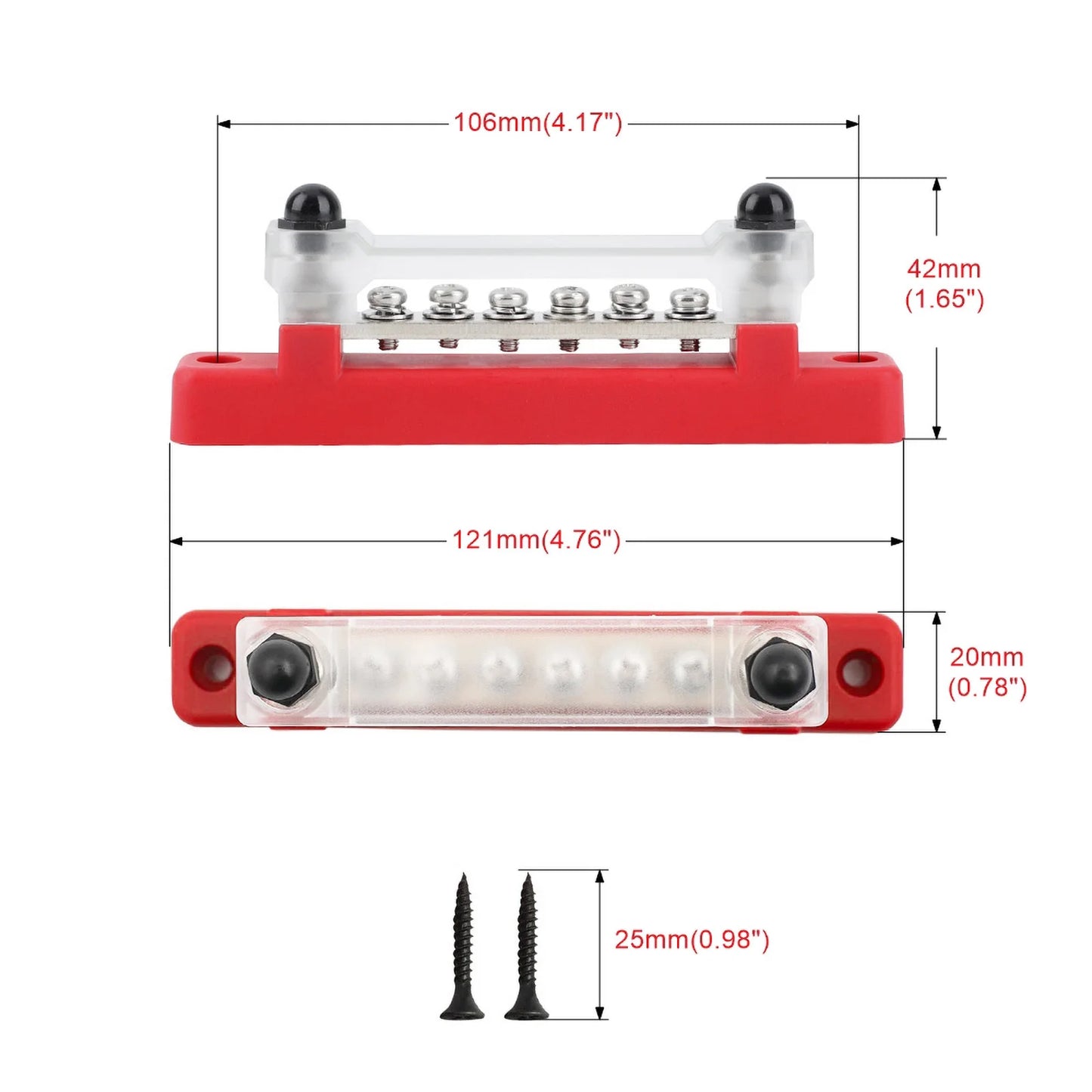 M6 12V Bus Bar 1/4 inch Power Distribution Block 150A Electrical Terminal Block Buss Bar for Truck Boat Car Camper RV