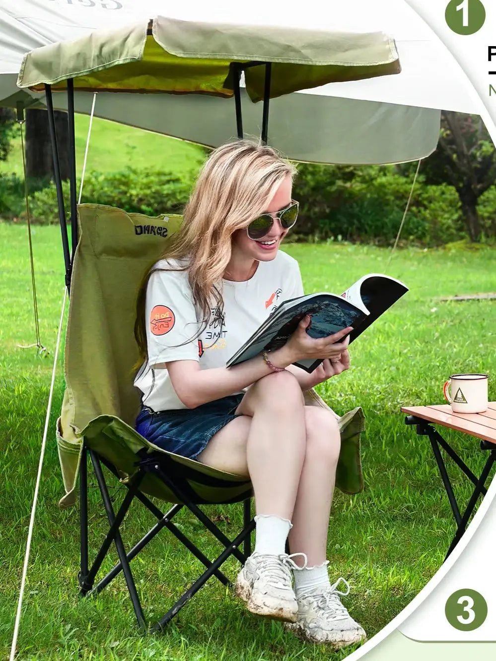 Oversized Camp Chair with Shade Canopy — Beach & Family Chair