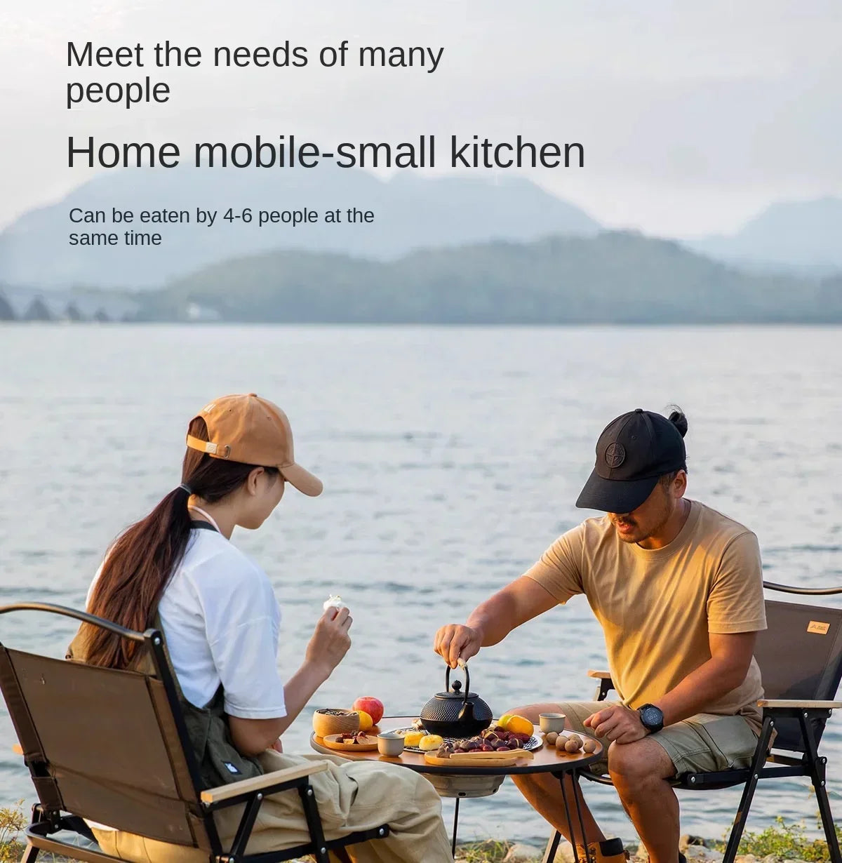 Portable Outdoor Barbecue Folding Round Table Camping Charcoal Barbecue Table Courtyard Stove Tea Making Heating Stove Set