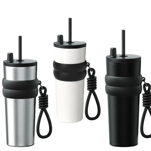 700ml Insulated Travel Thermos with Straw — Leak-Proof