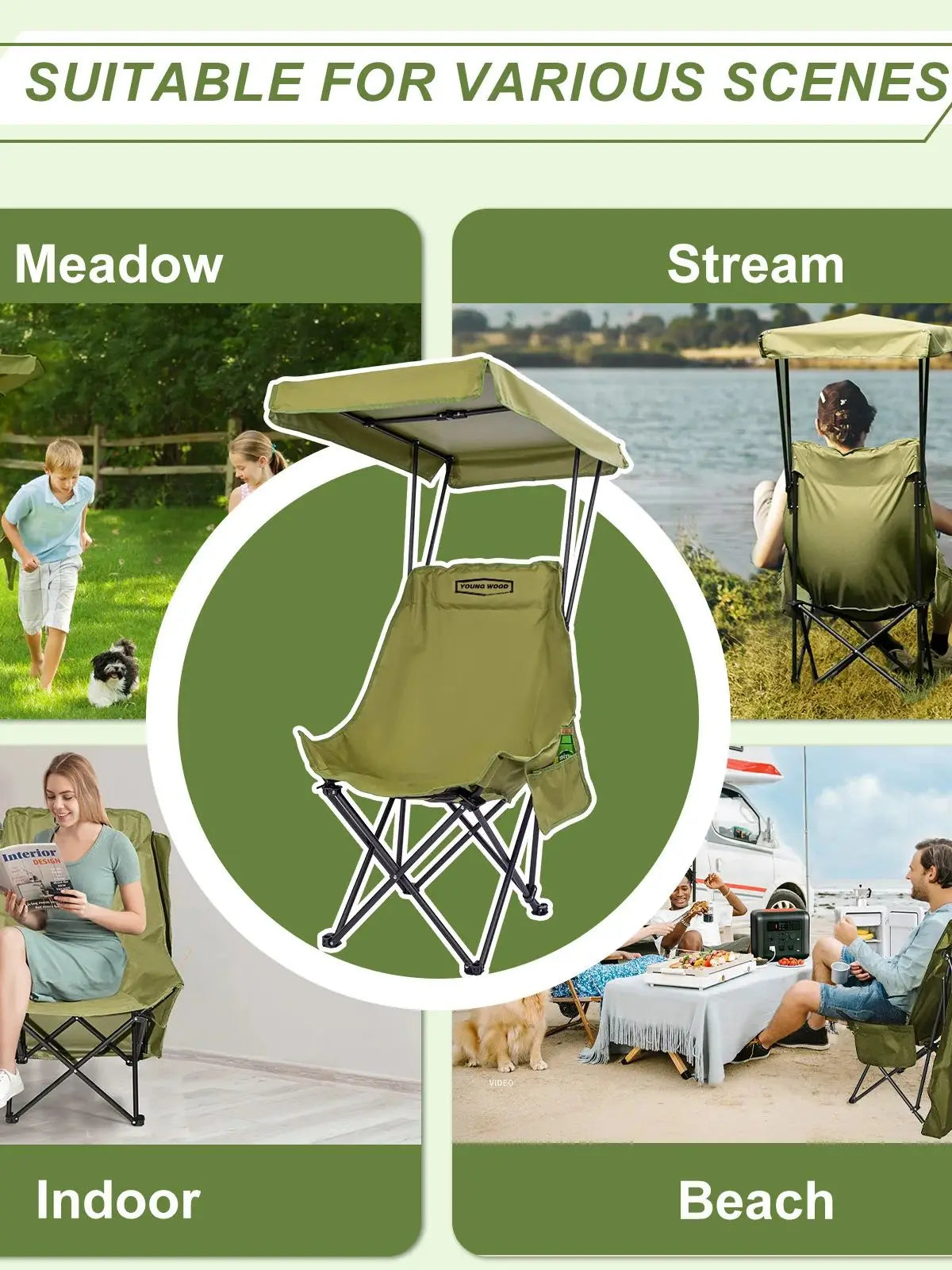 Oversized Camp Chair with Shade Canopy — Beach & Family Chair