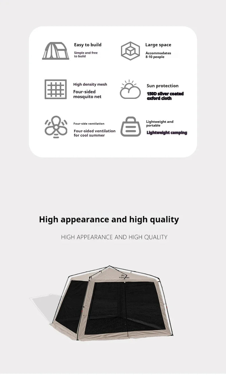 Pop-Up Mosquito Net Awning Tent — Waterproof Beach Shelter
