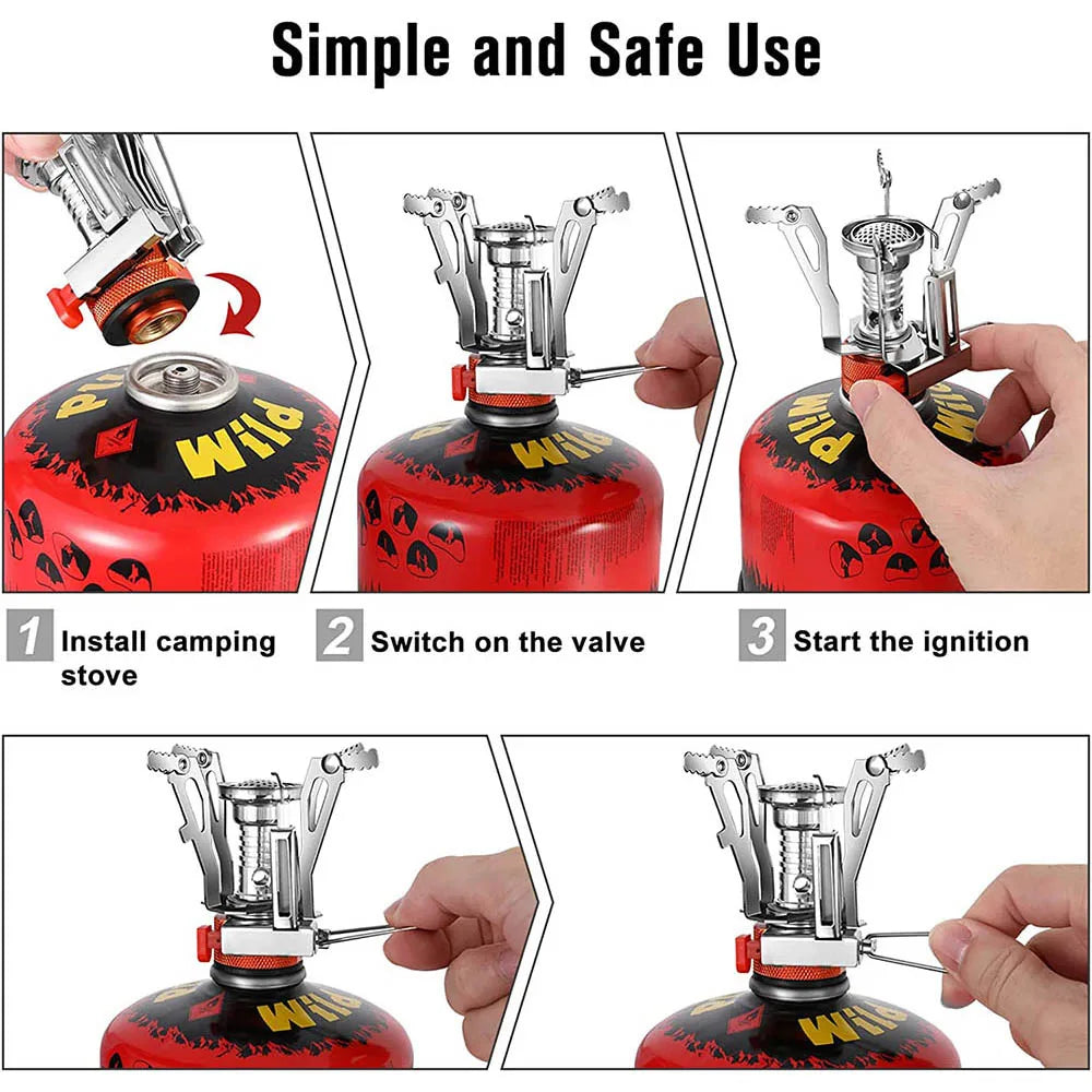 Piezo Ignition Backpacking Stove — Wind-Resistant Burner