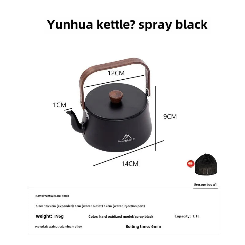 MOUNTAINHIKER Upgrade Camping Style Outdoor Travel Kettle Lightweight Portable Picnic Aluminum Alloy 1.1L Teapot Coffee Pot