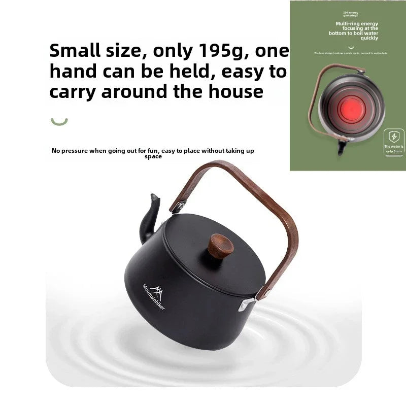 MOUNTAINHIKER Upgrade Camping Style Outdoor Travel Kettle Lightweight Portable Picnic Aluminum Alloy 1.1L Teapot Coffee Pot