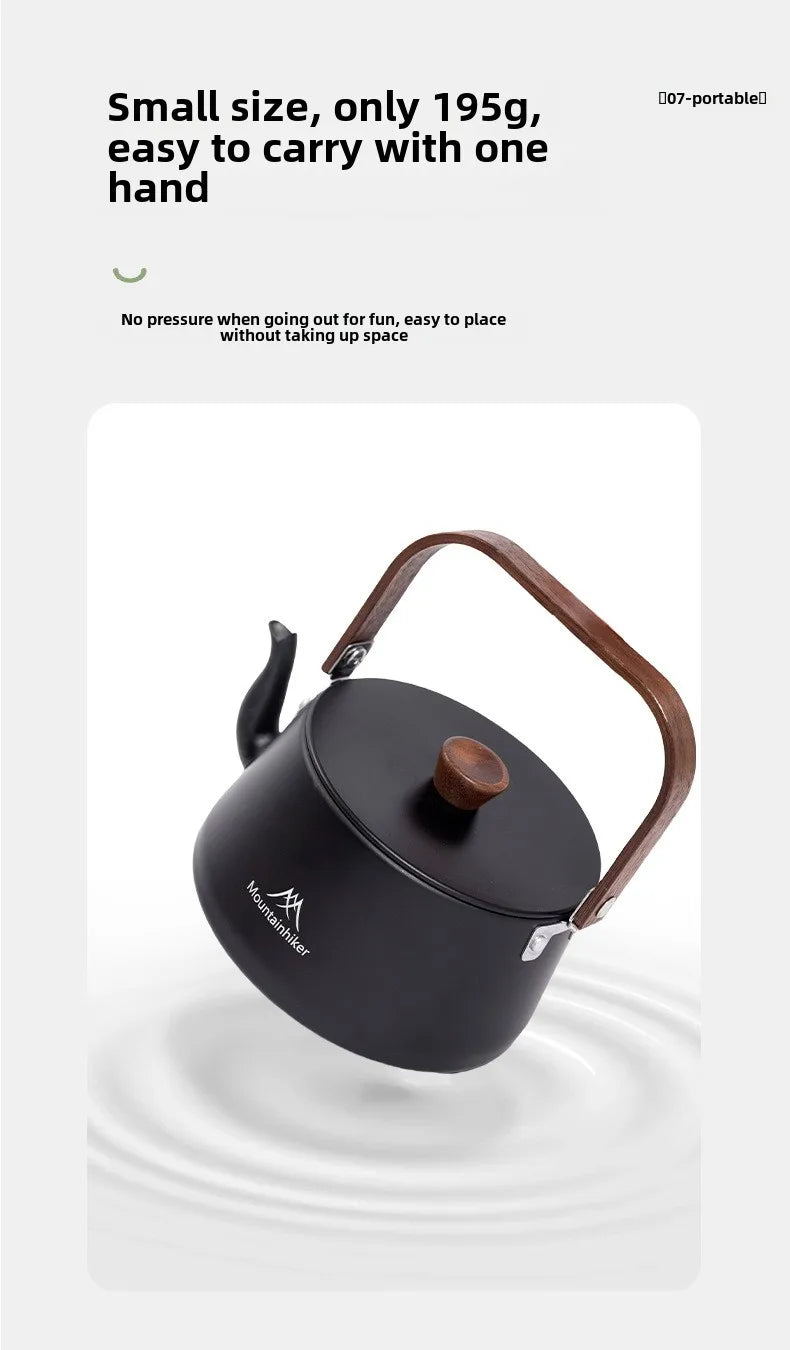 MOUNTAINHIKER Upgrade Camping Style Outdoor Travel Kettle Lightweight Portable Picnic Aluminum Alloy 1.1L Teapot Coffee Pot