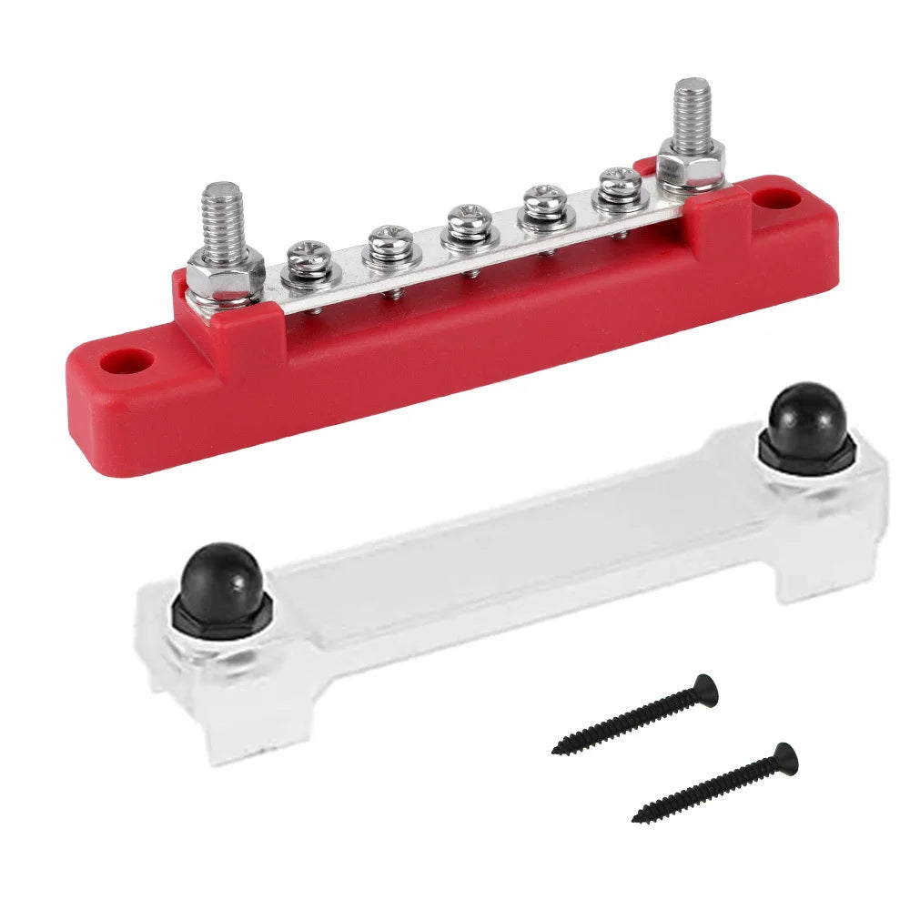 M6 12V Bus Bar 1/4 inch Power Distribution Block 150A Electrical Terminal Block Buss Bar for Truck Boat Car Camper RV