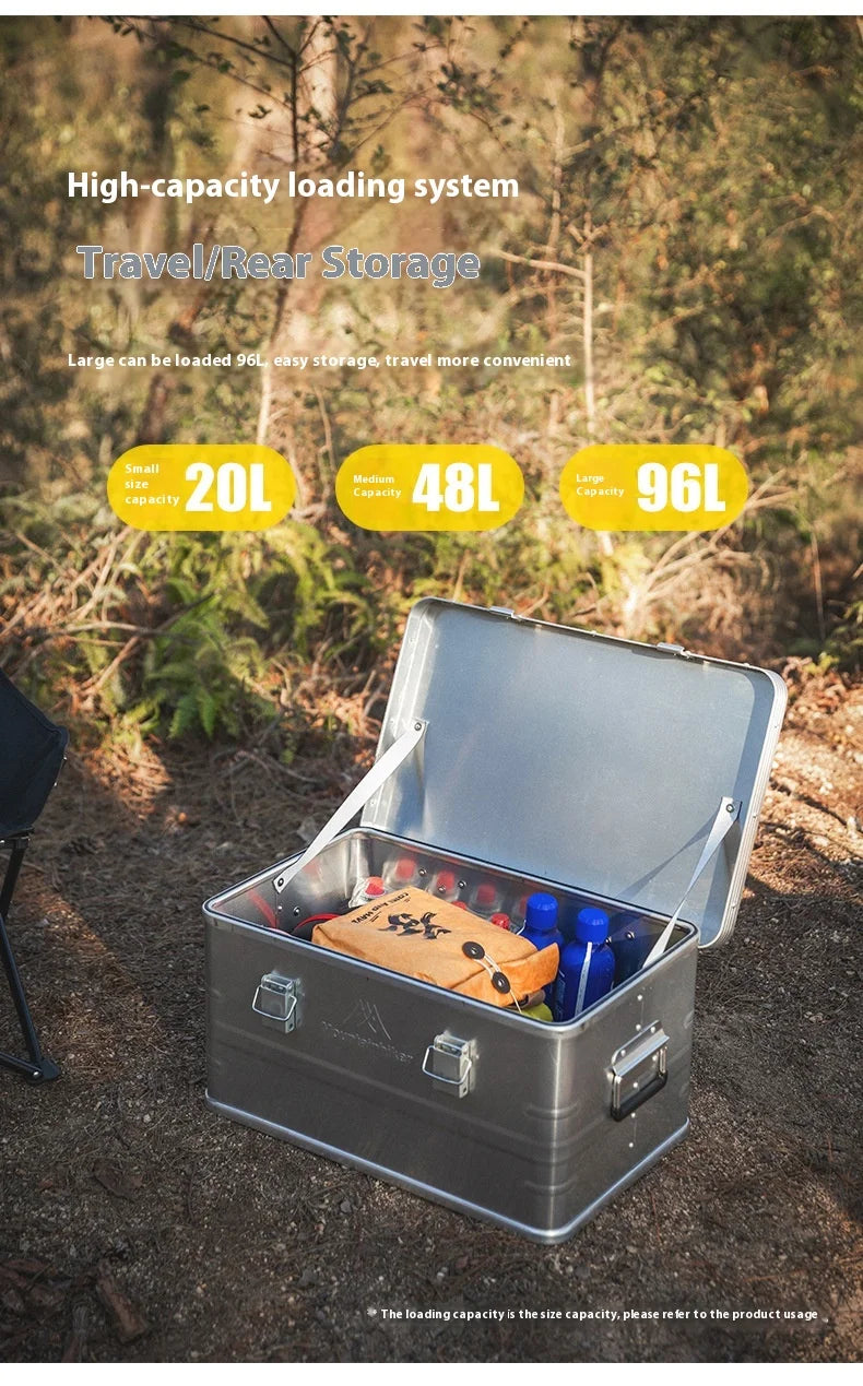 MOUNTAINHIKER 20L 30L 48L 50L 80L Outdoor Storage Box Camping Picnic Travel Aluminum Alloy Large Capacity Box Silver Storage Bag