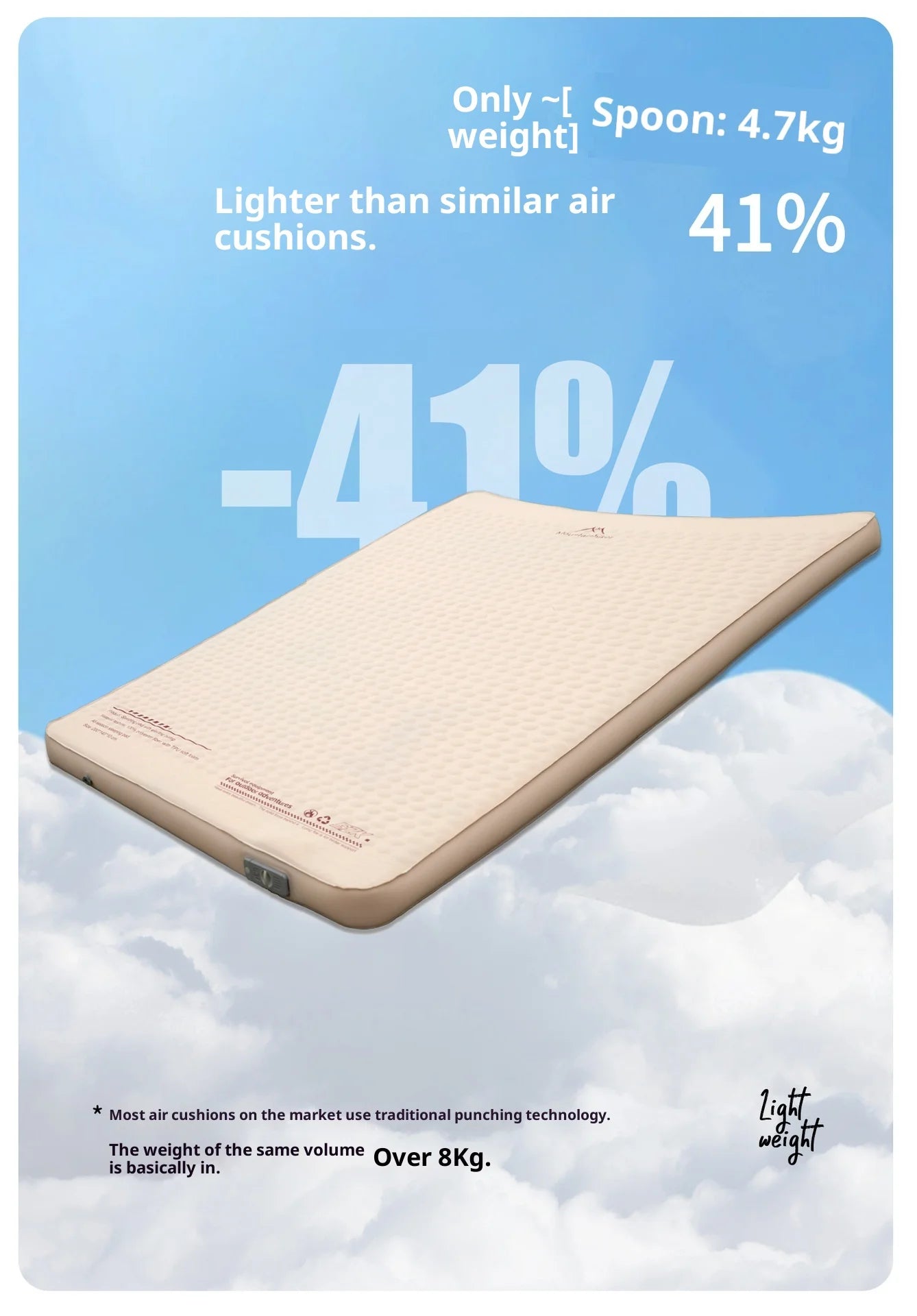 MOUNTAINHIKER 10cm Thick Self-Inflating Air Mattress Outdoor Sleeping Pad Available in 2 Sizes and 3 Colors