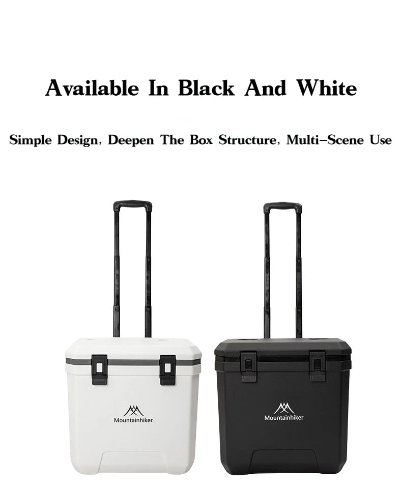MOUNTAINHIKER 36L Outdoor Refrigerator with Trolley Wheels Incubator Portable Warm Box BBQ Car Pulley Warm Box Refrigerator Box