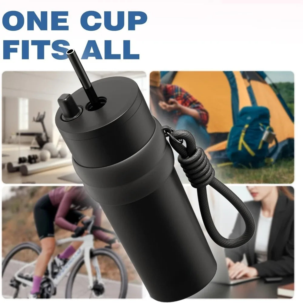 700ml Insulated Travel Thermos with Straw — Leak-Proof